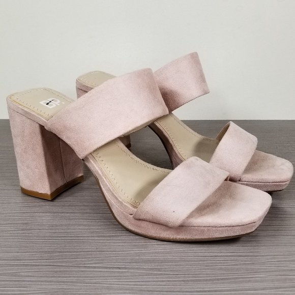 BP. Karly Platform Block Heel Slide Sandal, Light Pink Suede, Womens Size 6 M - Picture 3 of 12
